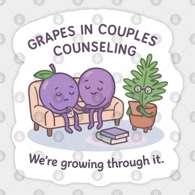 Grapes in Couples Counseling Shirt | Garden Therapy Collection by Leaf & Lee – Funny Relationship Growth Tee with Fruitcore Therapy Humor Sticker by Anne Lee